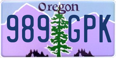 OR license plate 989GPK