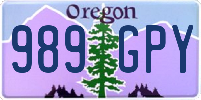 OR license plate 989GPY
