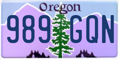 OR license plate 989GQN