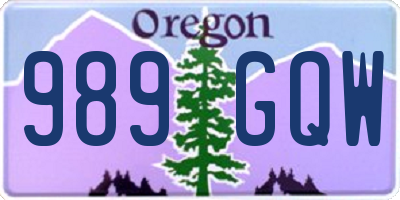 OR license plate 989GQW