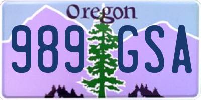 OR license plate 989GSA
