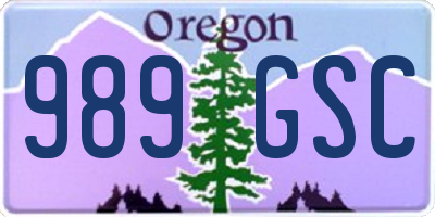 OR license plate 989GSC