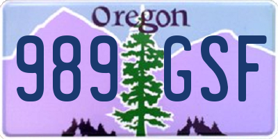OR license plate 989GSF