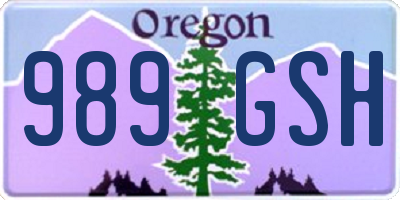 OR license plate 989GSH