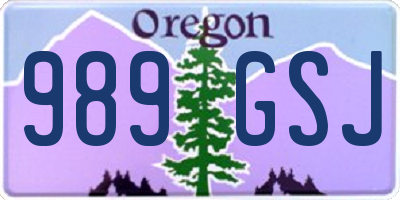 OR license plate 989GSJ