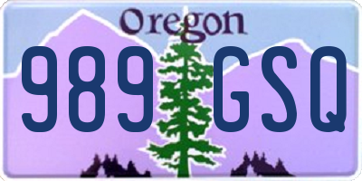 OR license plate 989GSQ