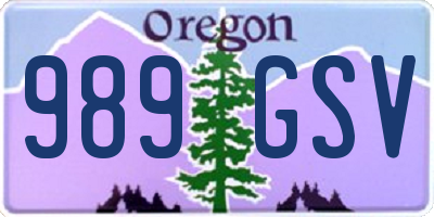 OR license plate 989GSV