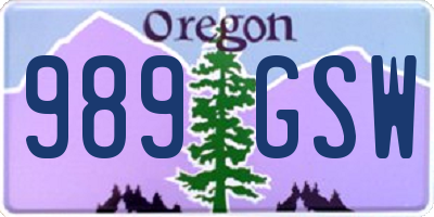 OR license plate 989GSW