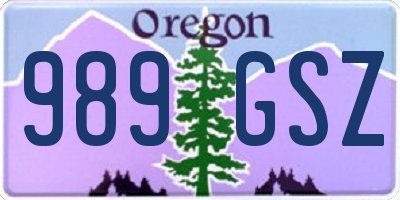 OR license plate 989GSZ