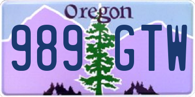 OR license plate 989GTW