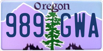 OR license plate 989GWA