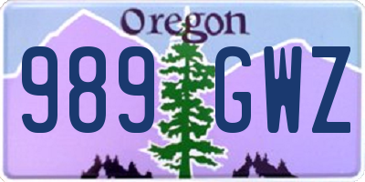 OR license plate 989GWZ