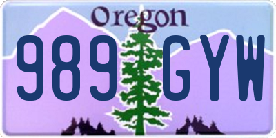 OR license plate 989GYW