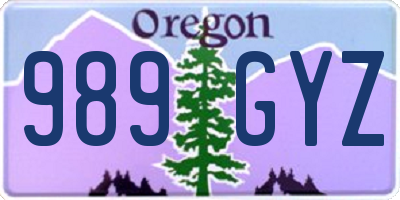 OR license plate 989GYZ