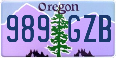 OR license plate 989GZB