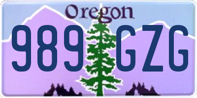 OR license plate 989GZG
