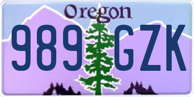 OR license plate 989GZK