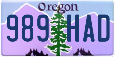 OR license plate 989HAD
