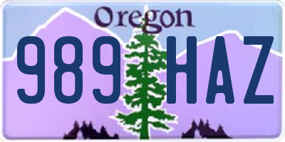 OR license plate 989HAZ