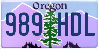 OR license plate 989HDL