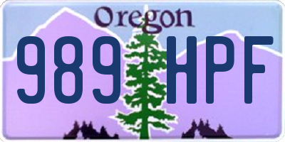 OR license plate 989HPF