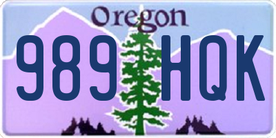 OR license plate 989HQK