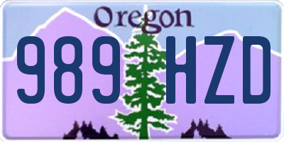 OR license plate 989HZD