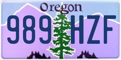 OR license plate 989HZF