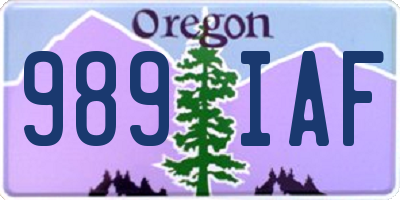 OR license plate 989IAF