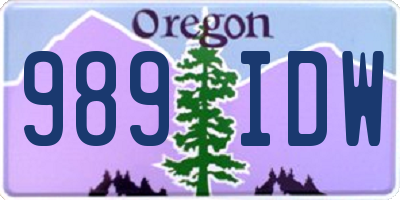 OR license plate 989IDW