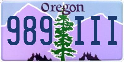 OR license plate 989III