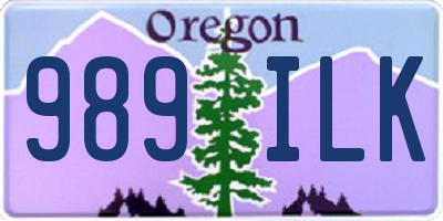 OR license plate 989ILK