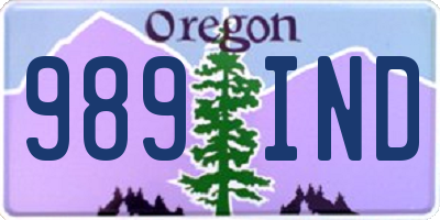 OR license plate 989IND