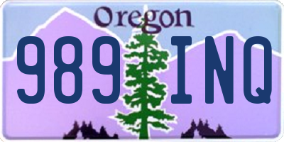 OR license plate 989INQ