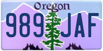 OR license plate 989JAF