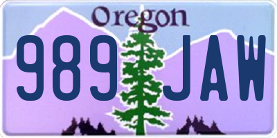 OR license plate 989JAW