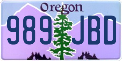 OR license plate 989JBD