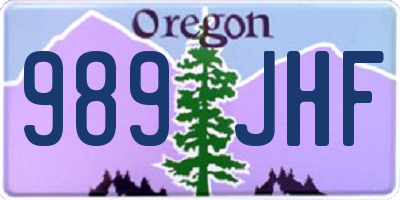 OR license plate 989JHF