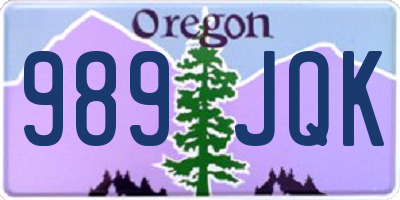OR license plate 989JQK