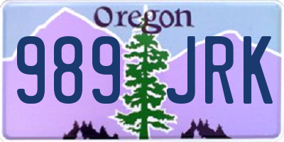 OR license plate 989JRK