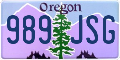 OR license plate 989JSG
