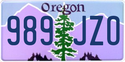 OR license plate 989JZO