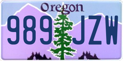 OR license plate 989JZW