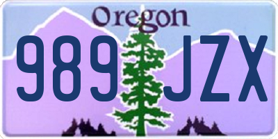 OR license plate 989JZX