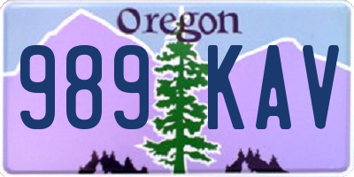 OR license plate 989KAV