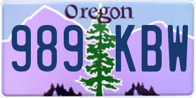 OR license plate 989KBW