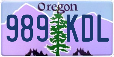 OR license plate 989KDL