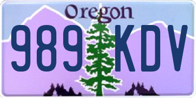 OR license plate 989KDV