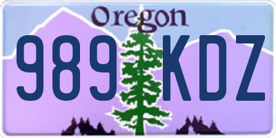 OR license plate 989KDZ