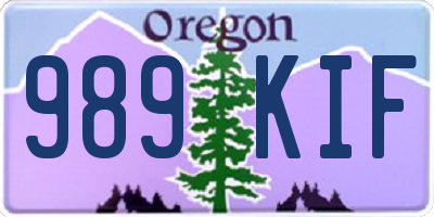 OR license plate 989KIF